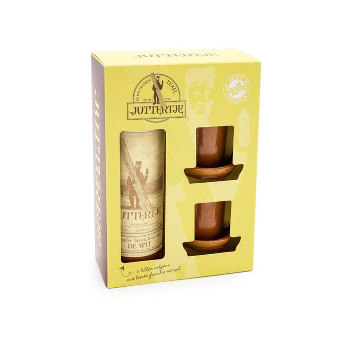 Texelse geschenkdoos juttertje met twee stenen nap glaasjes