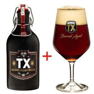 TX Barrel Aged Bock Beer with Glass